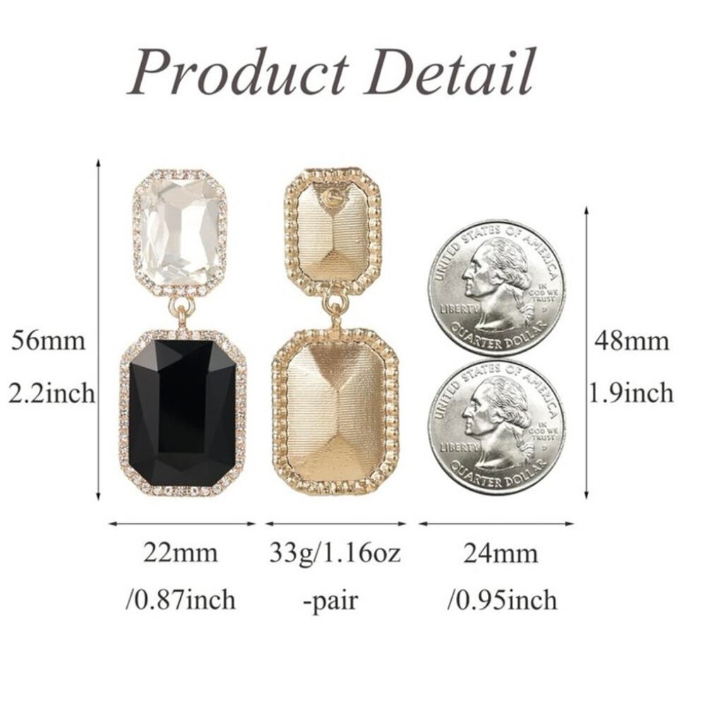 Evening Rectangle Statement Earrings - Picture 3 of 4